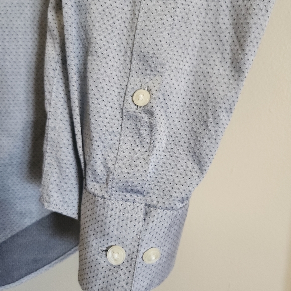 M24 Calvin Klein gray stretch micro-pattern slim wrinkle free long sleeve shirt - Picture 8 of 9